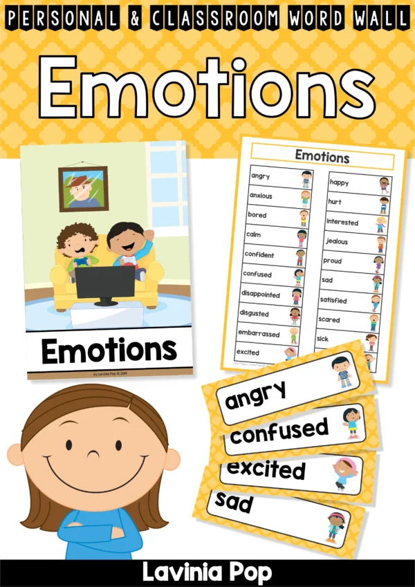 Emotions | Feelings Word Wall packet for learning new vocabulary and writing centers