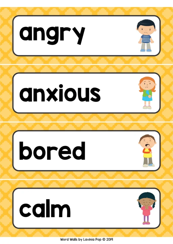 Emotions | Feelings Word Wall packet for learning new vocabulary and writing centers