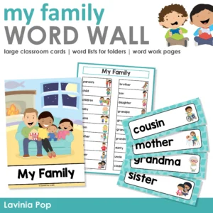 My Family | Family Themed Word Wall packet for learning new vocabulary and writing centers