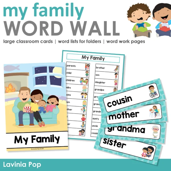 My Family | Family Themed Word Wall packet for learning new vocabulary and writing centers