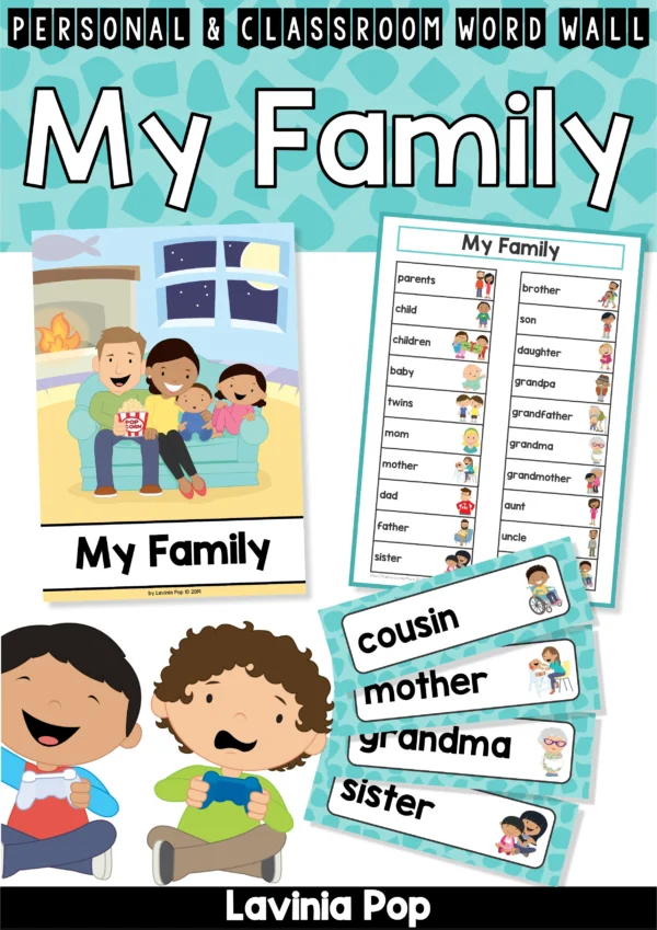 My Family | Family Themed Word Wall packet for learning new vocabulary and writing centers