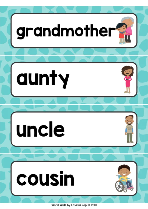 My Family | Family Themed Word Wall packet for learning new vocabulary and writing centers