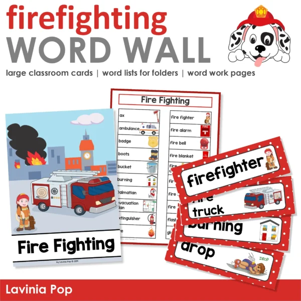 FIre Safety Word Wall | Firefighter | Firefighting packet for learning new vocabulary and writing centers