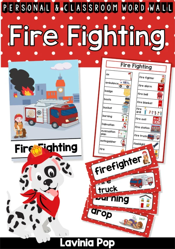 FIre Safety Word Wall | Firefighter | Firefighting packet for learning new vocabulary and writing centers