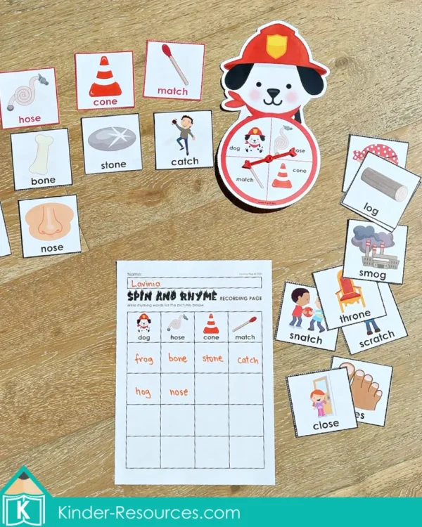 Fire Safety Literacy Center Activities for Kindergarten. Fire House Dog Rhyming Activity