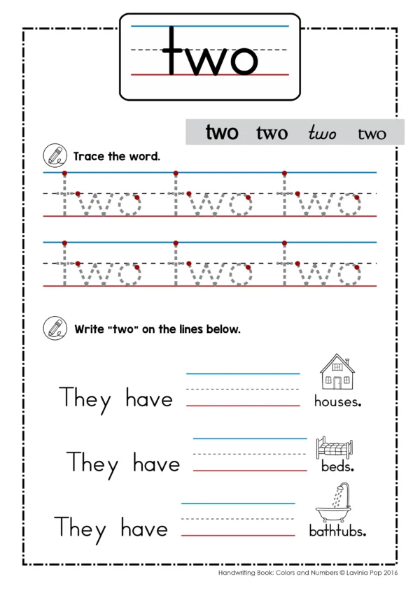 Color and Number Words Handwriting Book | Printable Worksheets | Sight Word Recogntition | Reading Sight Words in Context