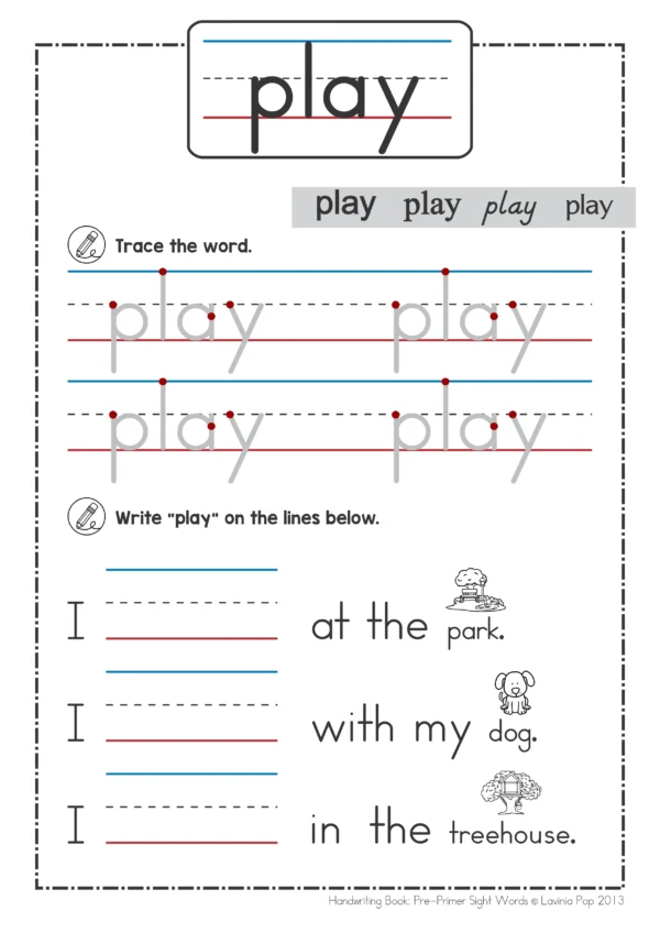 Sight Words Handwriting Book | Printable Worksheets | Sight Word Recogntition | Reading Sight Words in Context