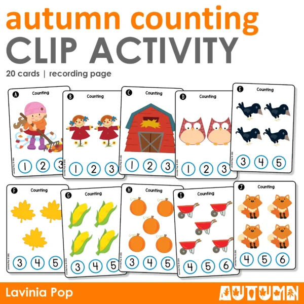 Autumn Counting Activity | Printable Cards for Fall