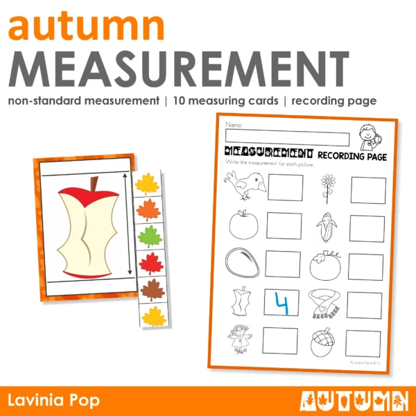 Autumn Non-Standard Measurement Activity | Fall Printable Math Center for Kindergarten