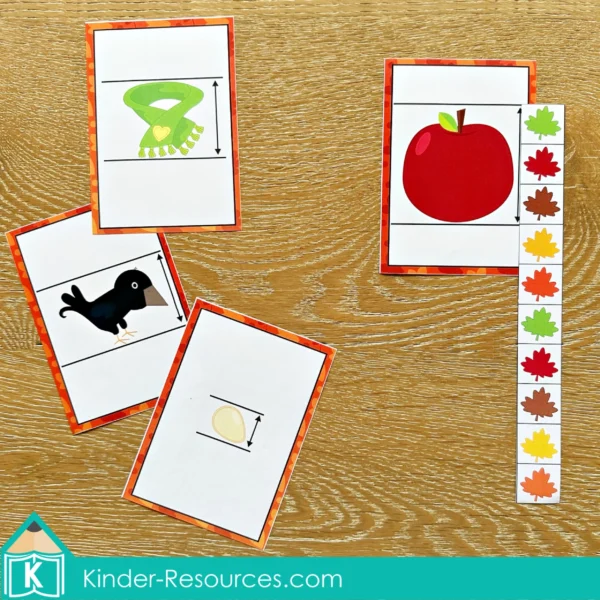 Autumn Non-Standard Measurement Activity | Fall Printable Math Center for Kindergarten