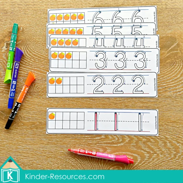 Number Tracing Cards 1-20 with Pumpkin Ten Frames