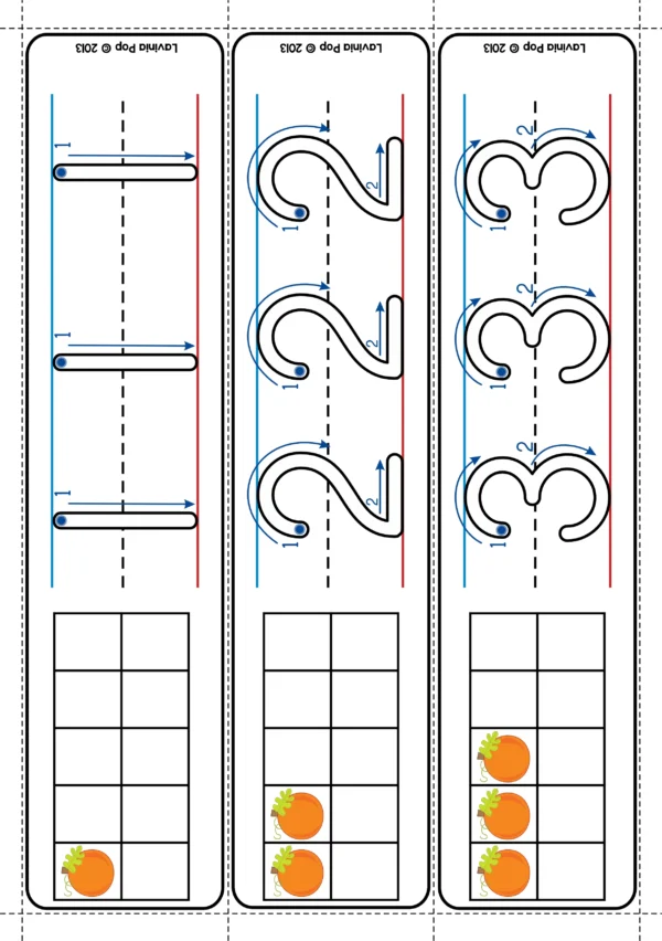 Number Tracing Cards 1-20 with Pumpkin Ten Frames