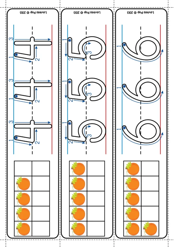 Number Tracing Cards 1-20 with Pumpkin Ten Frames