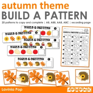 Autumn Build a Pattern Activity | Printable Math Center for Kindergarten