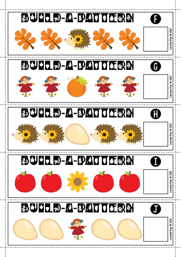 Autumn Build a Pattern Activity | Printable Math Center for Kindergarten