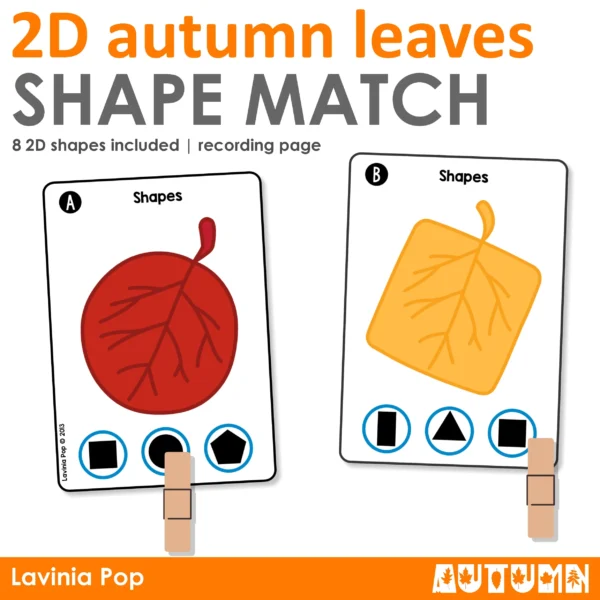 Fall Leaves Clip the Shape Cards | Autumn Activity