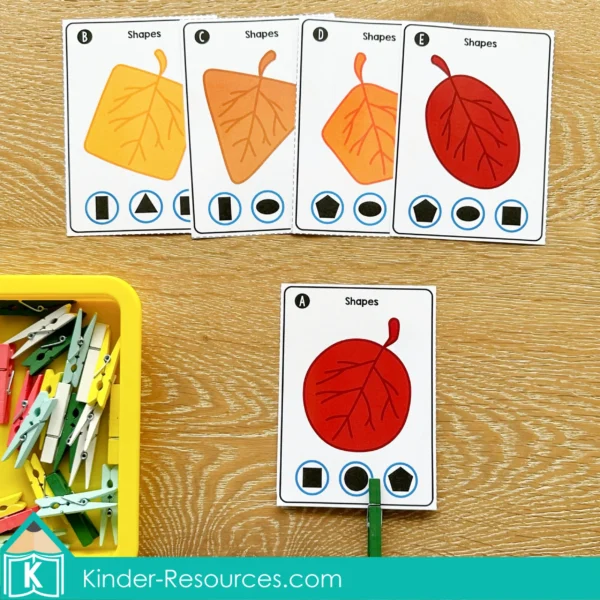 Fall Leaves Clip the Shape Cards | Autumn Activity