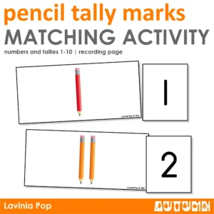 Pencil Tally Mark Matching Math Activity for Preschool and Kindergarten