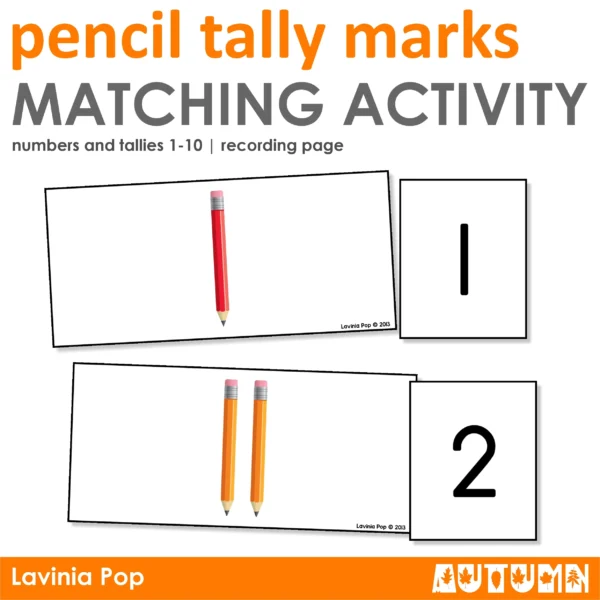 Pencil Tally Mark Matching Math Activity for Preschool and Kindergarten