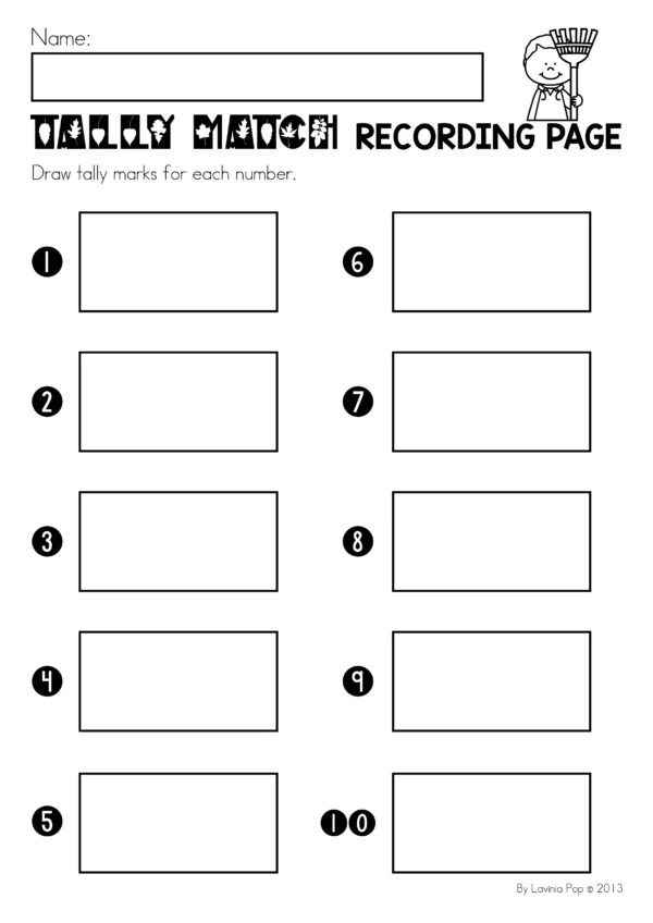 Pencil Tally Mark Matching Math Activity for Preschool and Kindergarten