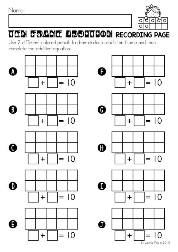 Making 10 on a Ten Frame | Acorn Addition Math Activity