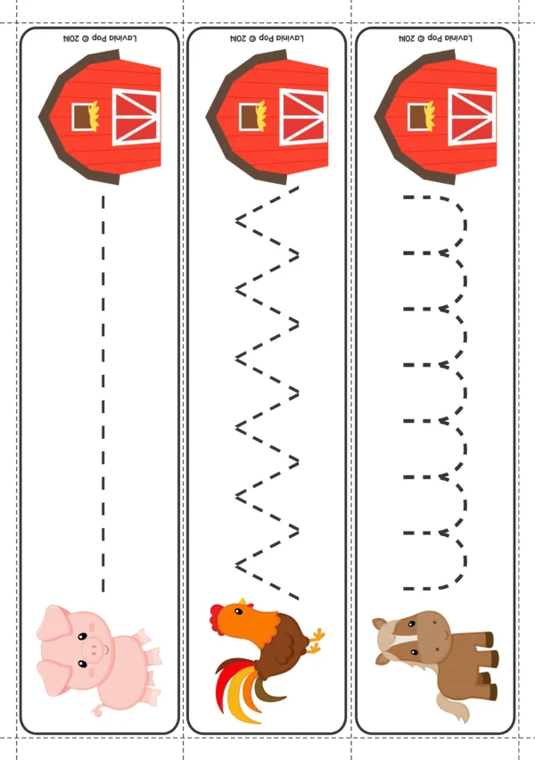 Farm Literacy Center Activities for Kindergarten. Pre-Writing Tracing Cards