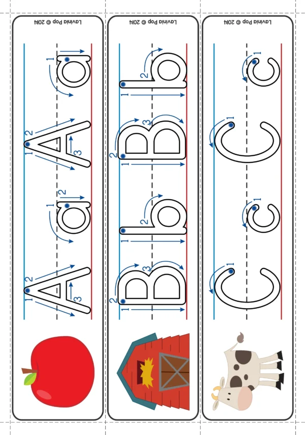 Farm Literacy Center Activities for Kindergarten. Alphabet Tracing Cards