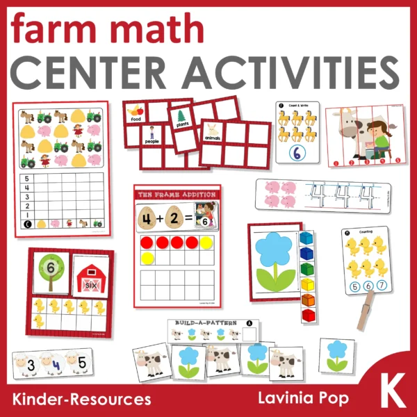 Farm Math Center Activities for Kindergarten | 11 Printable Activities