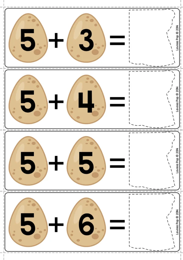 Farm Math Center Activities for Kindergarten. Farm Egg Ten Frame Addition