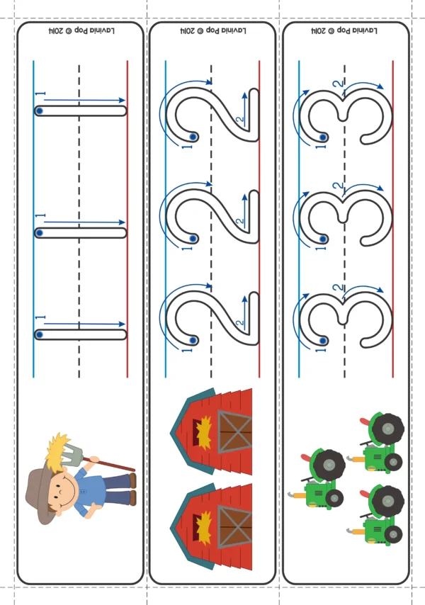 Farm Math Center Activities for Kindergarten. Number Tracing Cards