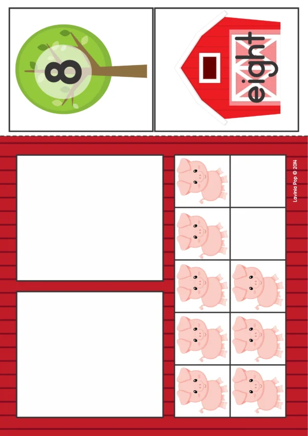 Farm Math Center Activities for Kindergarten. Ten Frame Number Sense Matching Activity