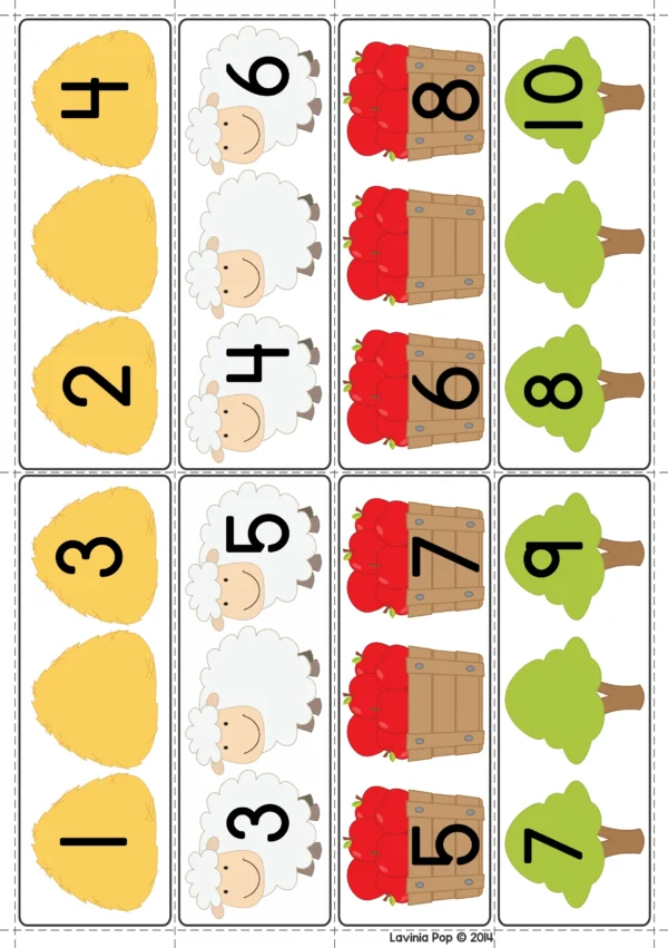 Farm Math Center Activities for Kindergarten. Missing Numbers