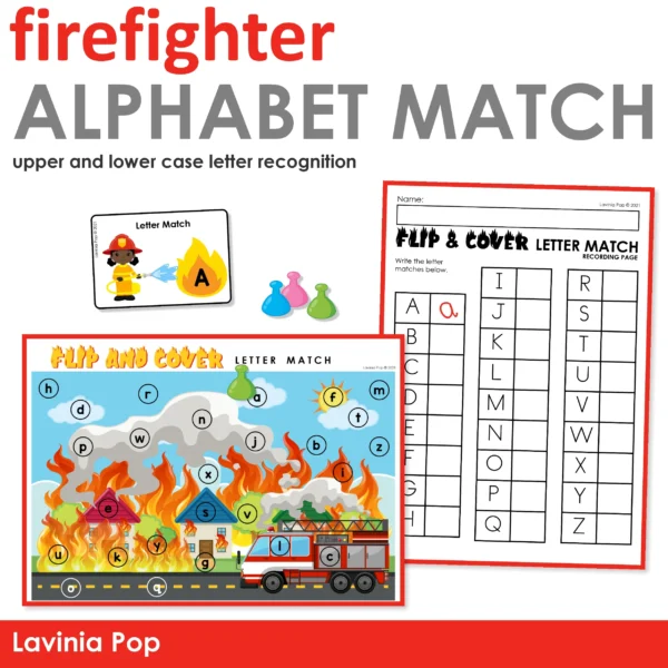 Firefighter Letter Match Activity | Community Helpers | Fire Safety for Kindergarten