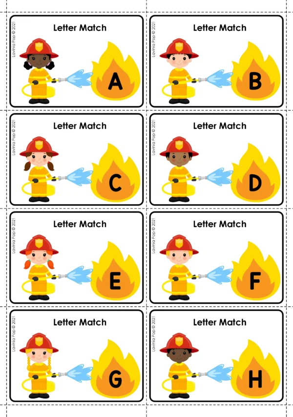 Firefighter Letter Match Activity | Community Helpers | Fire Safety for Kindergarten