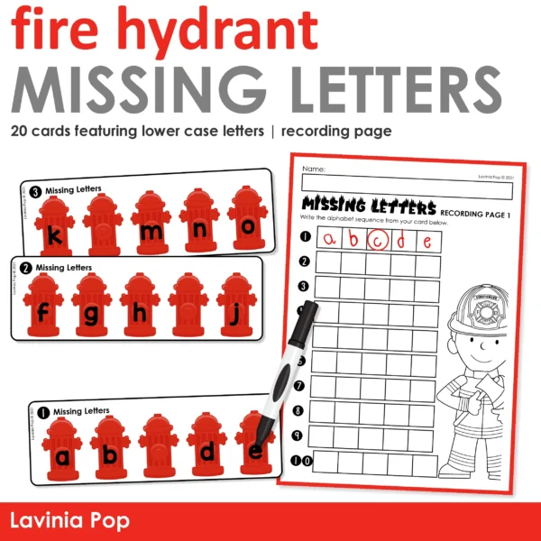 Fire Hydrant Missing Letters Activity | Community Helpers | Fire Safety for Kindergarten