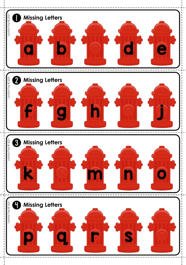 Fire Hydrant Missing Letters Activity | Community Helpers | Fire Safety for Kindergarten