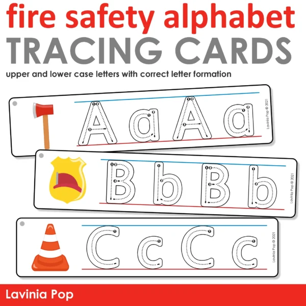 Fire Safety Alphabet Tracing Cards | Upper and Lower Case Letters for Kindergarten