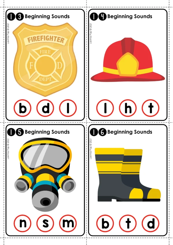 Fire Safety Clip the Beginning Sound Activity | Firefighter Centers for Kindergarten