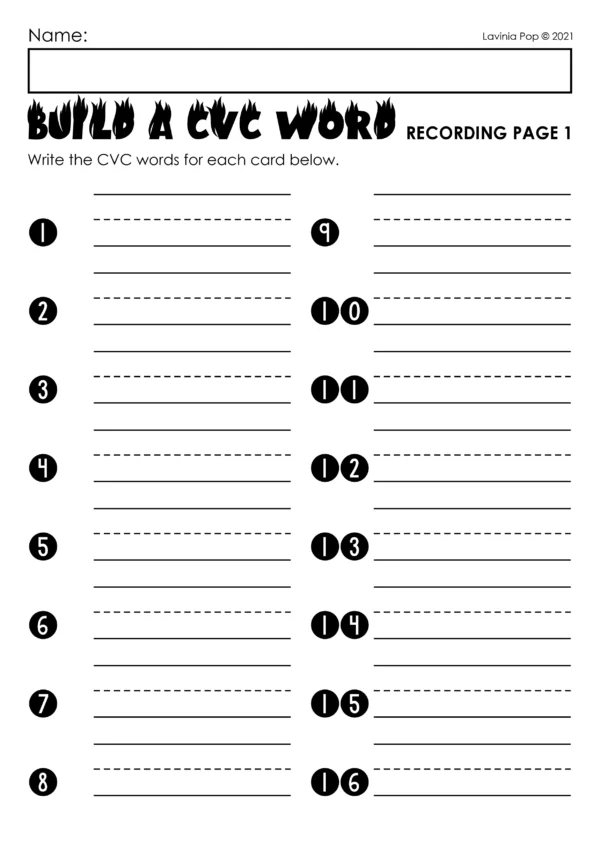 Firefighter CVC Words Spelling Activity | Literacy Center for Kindergarten