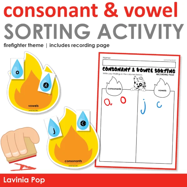 Fire and Water Consonant and Vowel Sort | Fire Safety | Firefighter