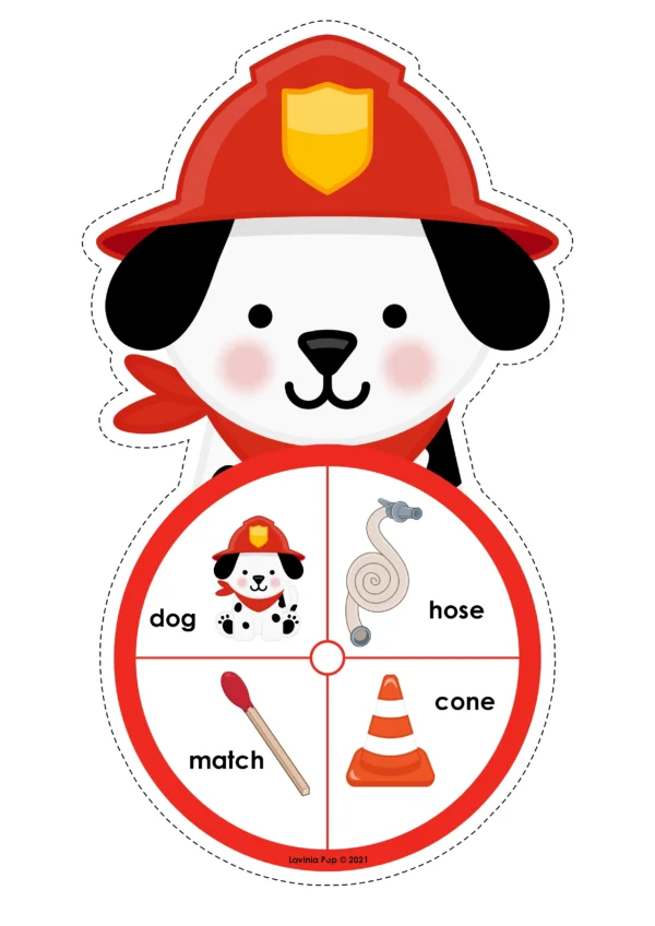 Dalmatian Fire Dog Spin and Rhyme Printable Activity | Literacy Center for Kindergarten