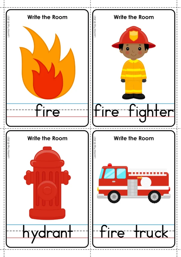 Fire and Fire Extinguisher Write the Room Printable Activity | Literacy Center for Kindergarten