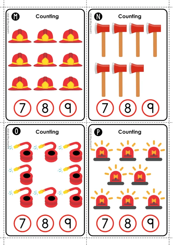 Firefighter Counting Printable Activity | Math Center for Kindergarten