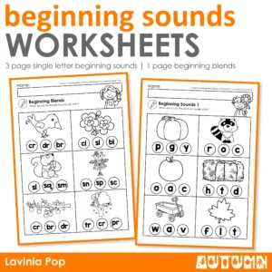 Autumn Beginning Sounds and Blends Worksheets