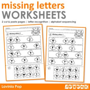 Autumn Missing Letters Cut and Paste Printable Activity