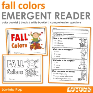 Fall Colors Emergent Reader with Comprehension Questions | Color Booklet | Black and white Booklet