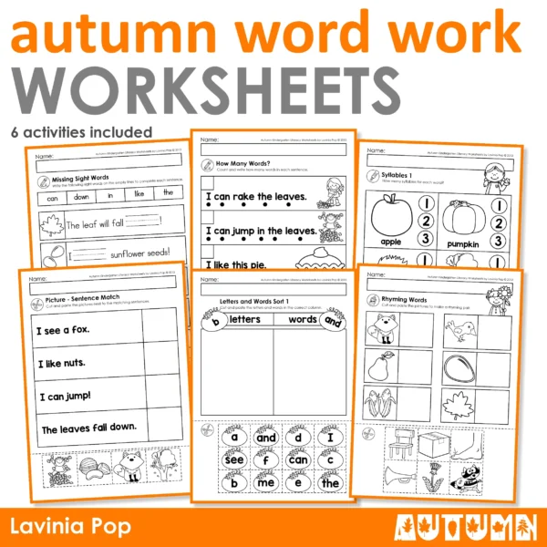 Autumn Word Work Worksheets | 6 Printable Activities