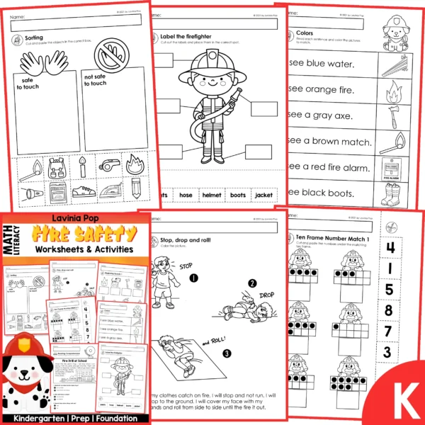 Fire Safety Kindergarten Worksheets and Activites | Firefighter