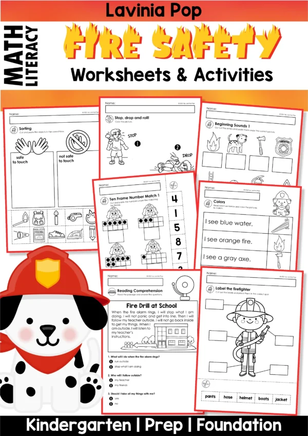 Fire Safety Kindergarten Worksheets and Activites | Firefighter