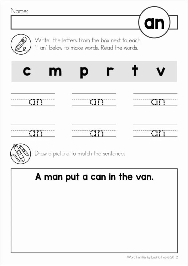 CVC Word Family Worksheets: Making Words